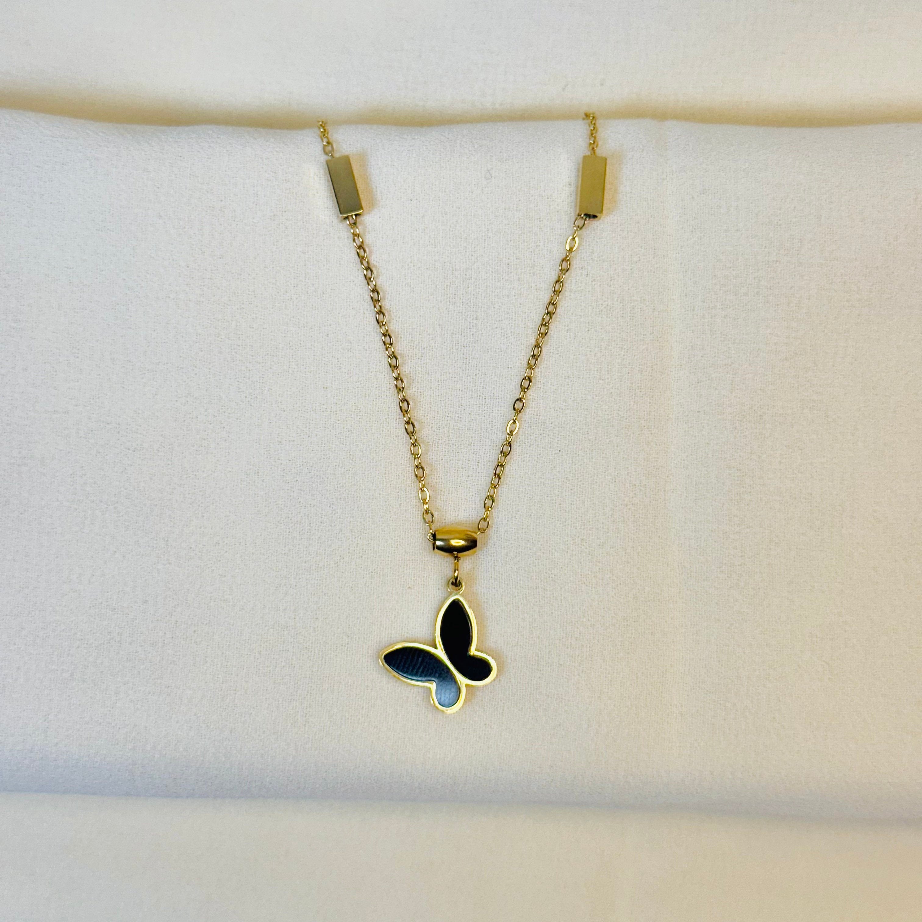 Delicate Butterfly Necklace with Pave Crystals