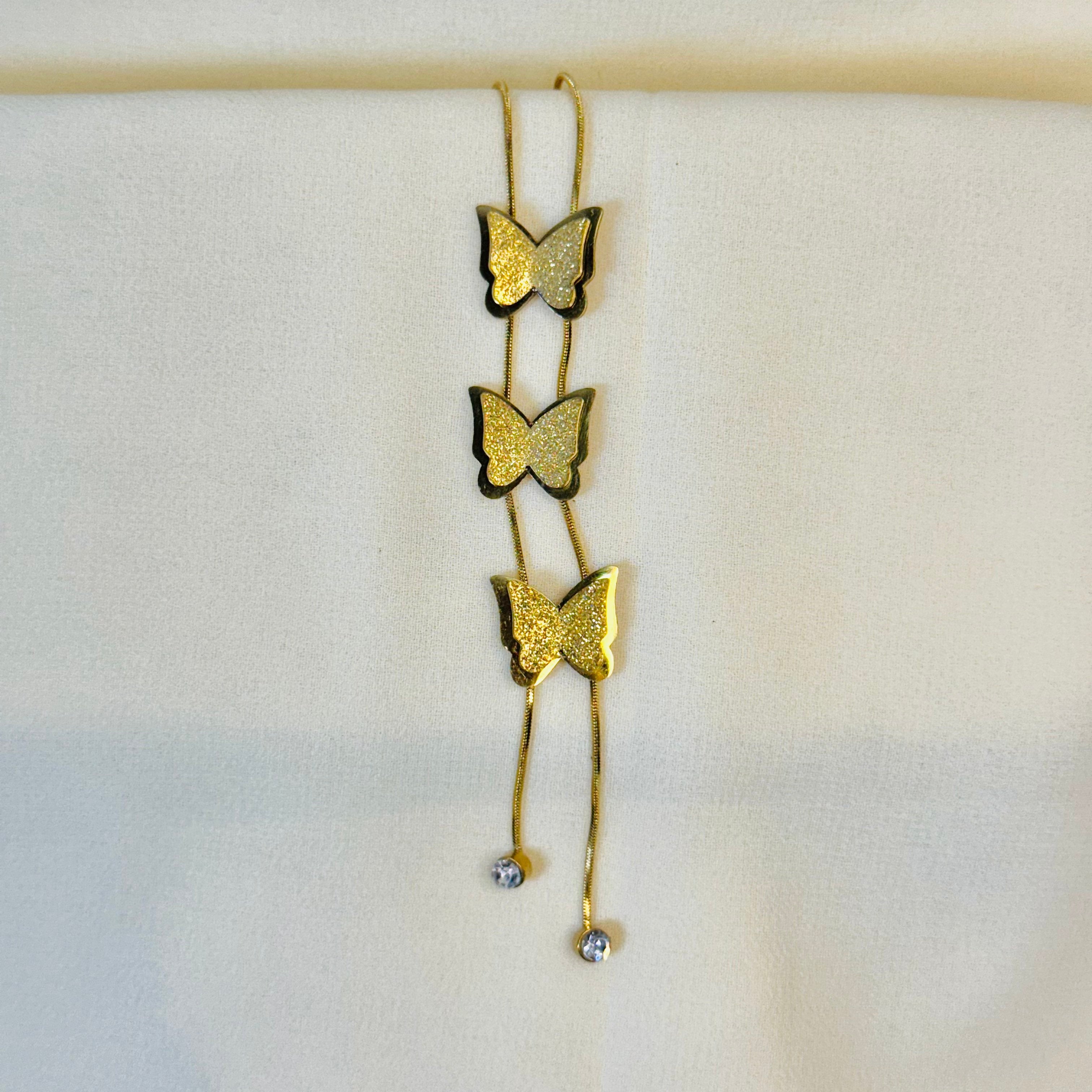 Delicate Triple Butterfly Pendant Necklace