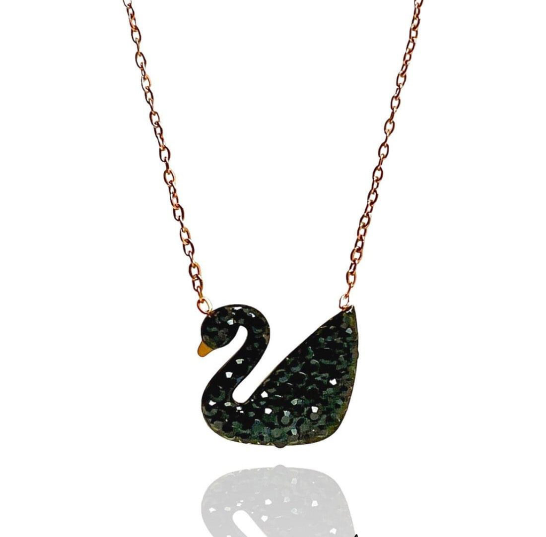 Stainless black duck pendant